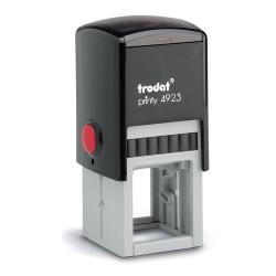 The Trodat4923 (1-1/3/16" x 1-1/3/16") is a premium, quiet, and durable custom self-inking stamp. The built-in removable ink pad will provide several thousand impressions and is re-inkable for thousands more.