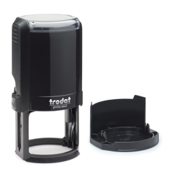 The Trodat 4642 (1-5/8" diameter) is a premium, quiet, and durable custom self-inking stamp. The built-in removable ink pad will provide several thousand impressions and is re-inkable for thousands more.