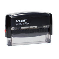 The Trodat 4916 (3/8" x 2-3/4") is a premium, quiet, and durable custom self-inking stamp. The built-in removable ink pad will provide several thousand impressions and is re-inkable for thousands more.