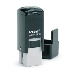 The Trodat 4921 (1/2" x 1/2") is a premium, quiet, and durable self-inking stamp. The built-in removable ink pad will provide several thousand impressions and is re-inkable for thousands more.