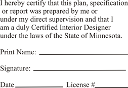 Interior Designer - Minnesota 1-1/2" x 2" Stamp