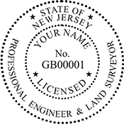 Professional Engineer & Land Surveyor - New Jersey - 1-5/8" Dia - Black Ideal Embosser