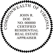Certified Residential Real Estate Appraiser - Virginia - 2" Dia