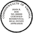 RESIDENAPPR-VA - Certified Residential Real Estate Appraiser - Virginia - 2" Dia
