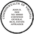 REGENAPPR-VA - Certified General Real Estate Appraiser - Virginia - 2" Dia