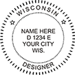 DESGN-WI - Designer Stamp - Wisconsin 1-5/8" Dia  